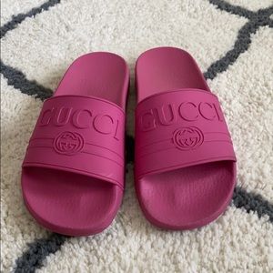 Authentic pink rubber Gucci Slides!!!